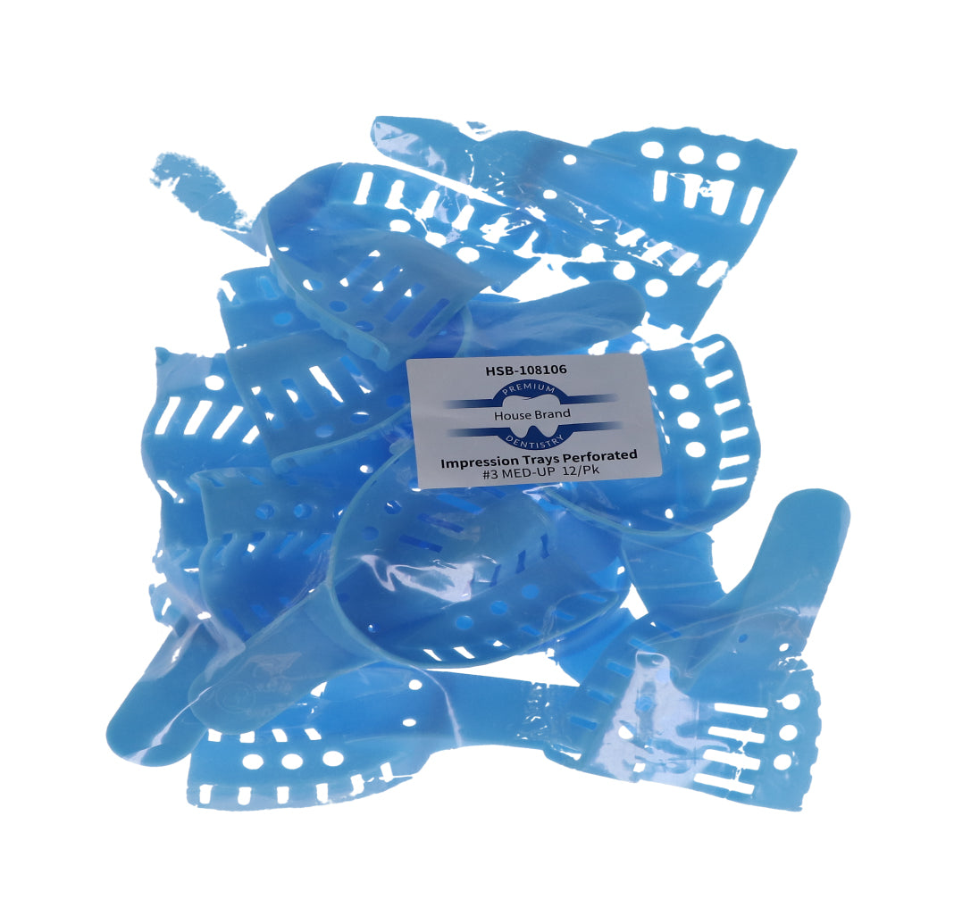 House Brand Dentistry 108106 Perforated Impression Trays #3 Medium Upper 12/Pk House Brand Dentistry 108106 Perforated Impression Trays #3 Medium Upper 12/Pk